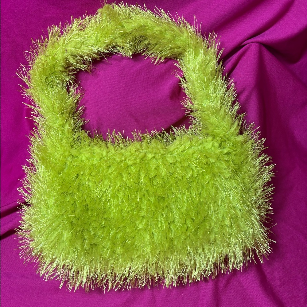Fluffy Lime Green Handbag